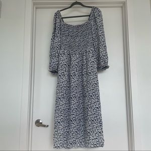 J Crew Floral Smocked Midi Dress